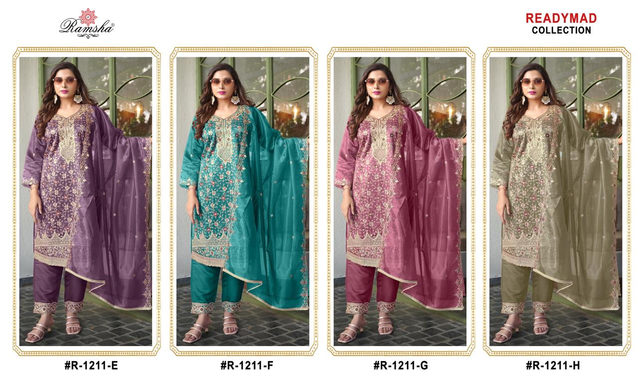 R 1211 E To H By Ramsha Simmer Embroidery Pakistani Readymade Suits Wholesale In India